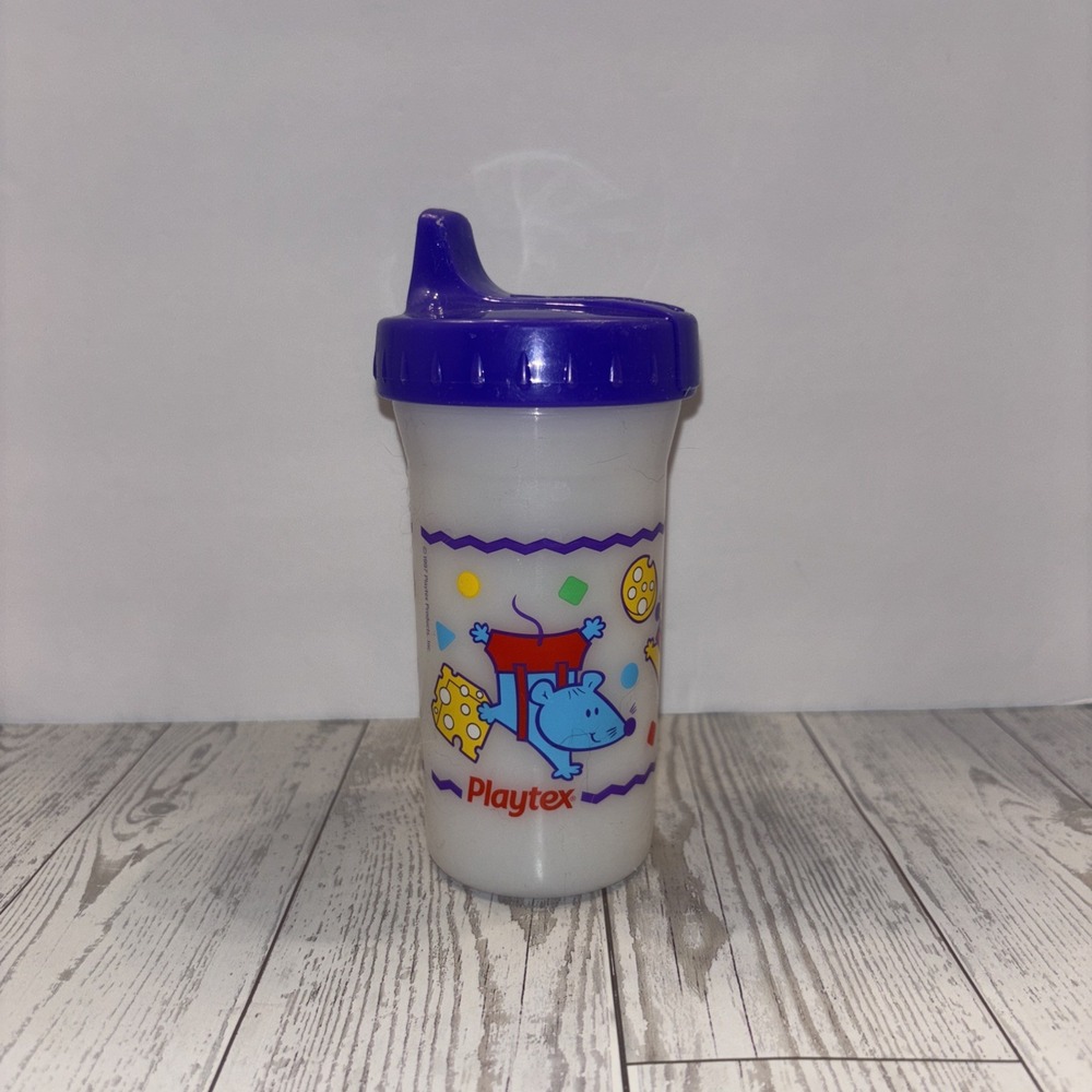 HTF Vintage Playtex Plastic Sippy Cup Mice Mouse 1997 with Valve